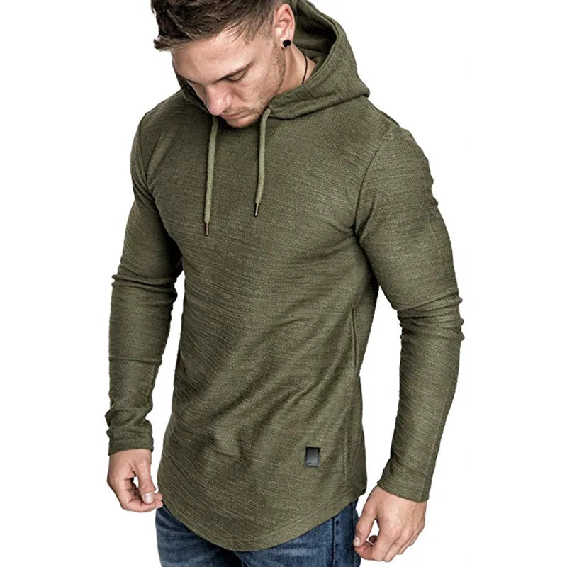 High-quality men's hoodies in solid colors, textured, soft, and breathable.