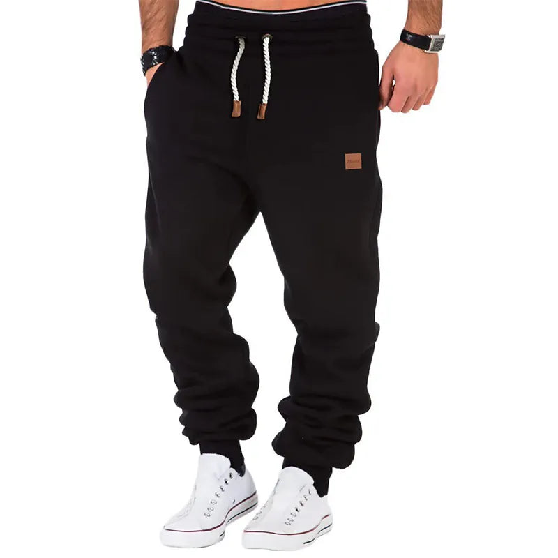 Men's solid color sweatpants with drawstring waist