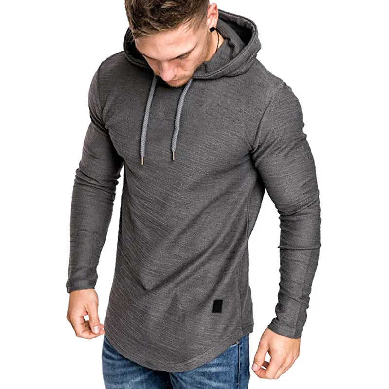High-quality men's hoodies in solid colors, textured, soft, and breathable.